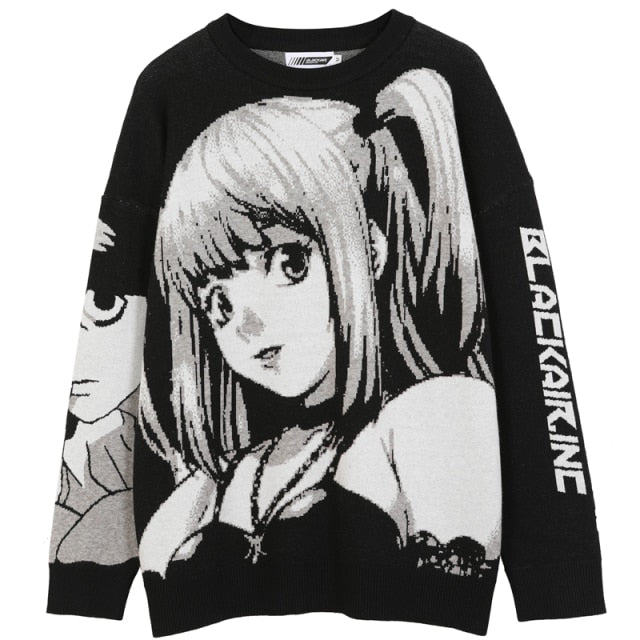 Ropa informal estilo Hip Hop para hombre, suéter Harajuku, suéter de punto de chica de Anime de estilo japonés Retro Vintage, suéter de algodón de otoño 2020