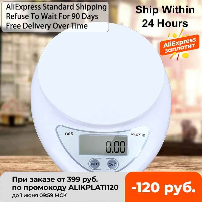 5KG/1G Kitchen Scale Weighing Scale Food Diet Postal Balance Measuring LCD Electronic Scales Suitable for household Kitchen