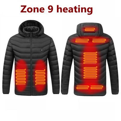 2020 NWE Men Winter Warm USB Heating Jackets Smart Thermostat Pure Color Hooded Heated Clothing Waterproof  Warm Jackets