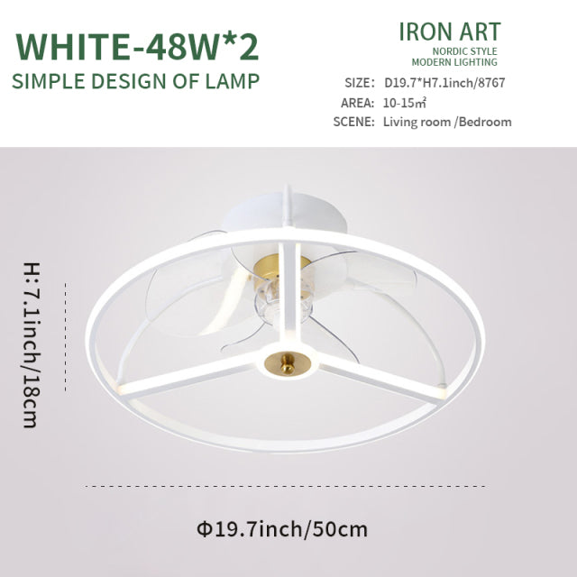 LED-Deckenventilator-Lampe Moderne minimalistische Deckenlampe Esszimmer-Schlafzimmer-Wohnzimmer-Lampen-runder Ventilator-Licht