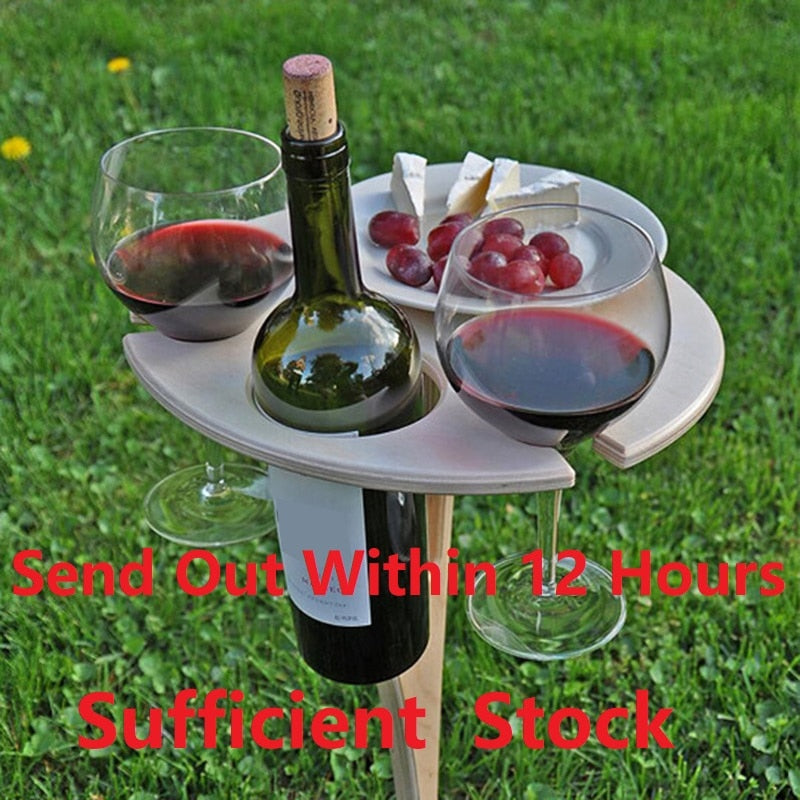 Mesa de vino al aire libre Mini redonda de madera portátil plegable escritorio fácil de llevar muebles de escritorio fiesta viaje Picnic mesas bajas plegables