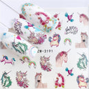 WUF 1 Sheets 2021 DIY Designer Water Transfer Tips Nail Art Pink Rose Flower Sticker Decals Women Beauty Wedding Nails