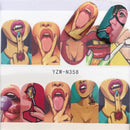 WUF 1 Sheets 2021 DIY Designer Water Transfer Tips Nail Art Pink Rose Flower Sticker Decals Women Beauty Wedding Nails