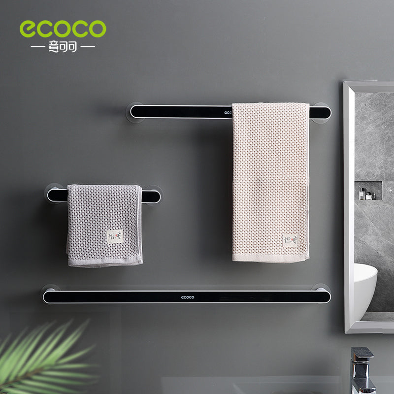 Toallero ECOCO, organizador de toallas, estante montado en la pared, sin perforaciones para el hogar, toallero, toallero de plástico, suministro de baño