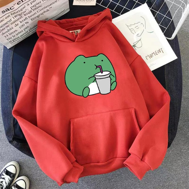 2021 Springtime Skateboard frog oversized Sweatshirt men and women's  Hoodies Harajuku Warm Pullover Womens Korean Style Hoodie