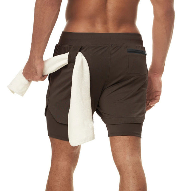 Nuevos pantalones cortos para correr de verano para hombres, gimnasio, fitness, culturismo, entrenamiento, pantalones cortos de secado rápido, para correr, deportes, pantalones cortos 2 en 1