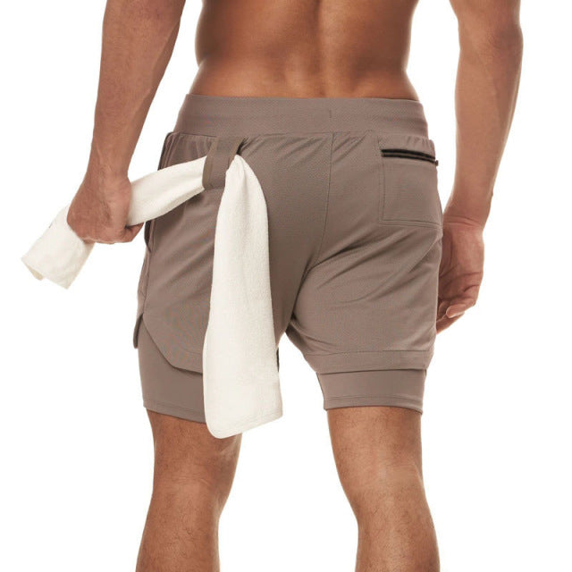 Nuevos pantalones cortos para correr de verano para hombres, gimnasio, fitness, culturismo, entrenamiento, pantalones cortos de secado rápido, para correr, deportes, pantalones cortos 2 en 1