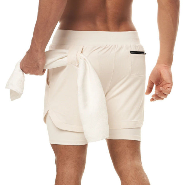 Nuevos pantalones cortos para correr de verano para hombres, gimnasio, fitness, culturismo, entrenamiento, pantalones cortos de secado rápido, para correr, deportes, pantalones cortos 2 en 1