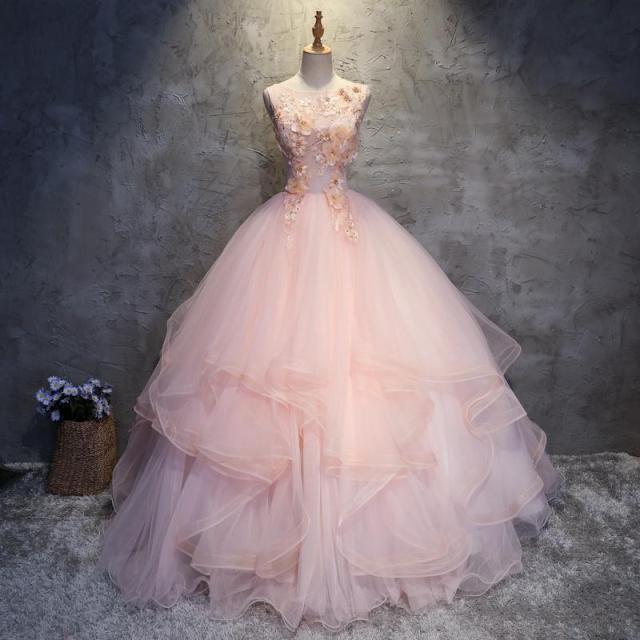 Vestido de encaje con flores para quinceañeras, novedad de 2020, vestido sin mangas para fiesta de graduación, Vestidos clásicos para quinceañeras, Color personalizado