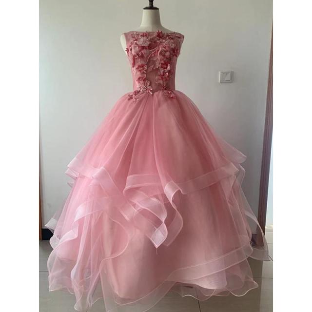 Vestido de encaje con flores para quinceañeras, novedad de 2020, vestido sin mangas para fiesta de graduación, Vestidos clásicos para quinceañeras, Color personalizado