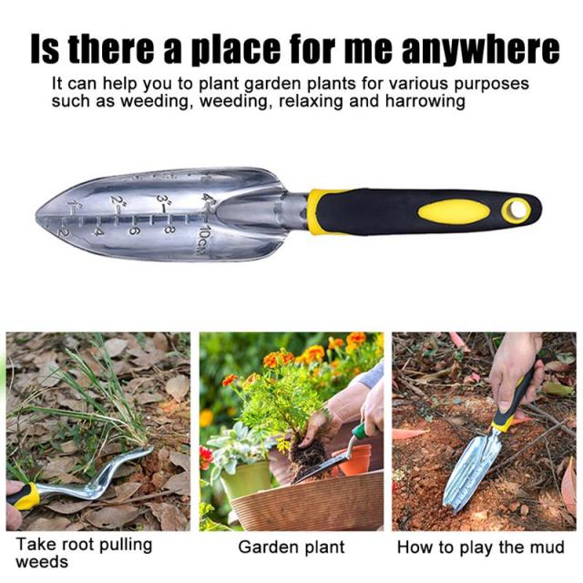 Manual Gardening Tool Set Hand Rake Shovel With Scale Transplant Dig Weeder Cultivator Trowel Non-Slip Ergonomic Handle Tools