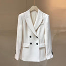 2021 Spring New Arrival Top Quality Double Breasted Long Sleeve Womens Elegant Silk Wool Blazers