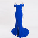 Sexy Black Red Off Shoulder Bridesmaid Dress Tight Packet Hips Slash Neck High Split Wedding Prom Long Prom Backless Dress