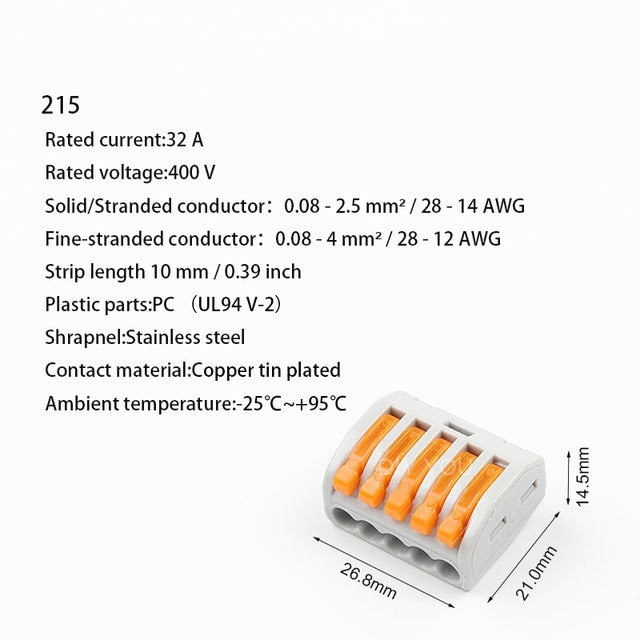 30/50/100 Stück Universalkabel-Drahtverbinder 222 TYP Fast Home Compact Drahtverbindung Push-in-Verdrahtungsklemmenblock 2-8 Pin