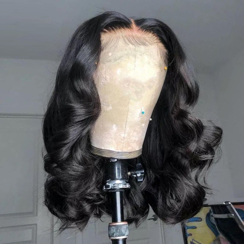 Body Wave 13x6 Short Bob Wig 13x4 Lace Front Human Hair Brazilian Remy 4x4 Closure Loose Pre Plucked 180 Density Frontal Wigs