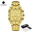 WWOOR 2021 New Men Watches Top Brand Luxury Gold Stainless Steel Quartz Watch Men Waterproof Sport Chronograph Relogio Masculino