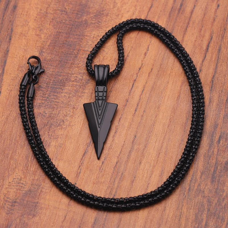Men's Design Matte Black Long Necklace with Arrow Pendant Jewelry Chain Hip Hop Punk Rock Christmas Halloween Gift For Men Wome