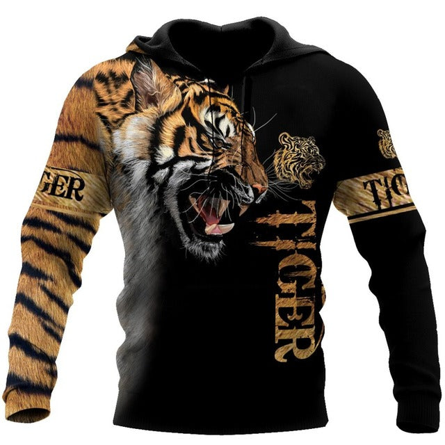 Marca de moda otoño león sudaderas con capucha piel de tigre blanco 3D todo impreso sudadera para hombre Unisex Zip pulóver chaqueta Casual