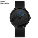 Reloj para hombre 2021, relojes de moda para hombre, reloj de pulsera de cuarzo con correa de malla de acero inoxidable ultrafino negro clásico, reloj masculino