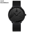 Reloj para hombre 2021, relojes de moda para hombre, reloj de pulsera de cuarzo con correa de malla de acero inoxidable ultrafino negro clásico, reloj masculino