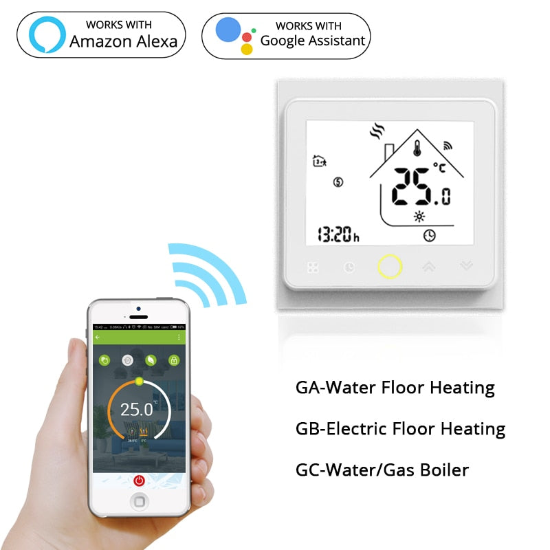 Smart WiFi Thermostat Temperaturregler Wasser Elektro Warme Fußbodenheizung Wasser Gasboiler Funktioniert mit Echo Google Home Tuya