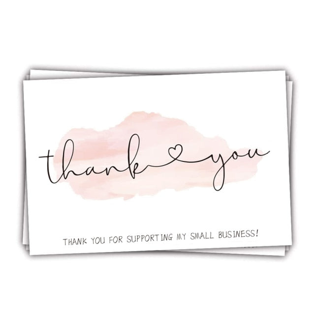 30pcs/pack pink thank you card for supporting business package decoration "gorgeous thanks" business card handmade with love
