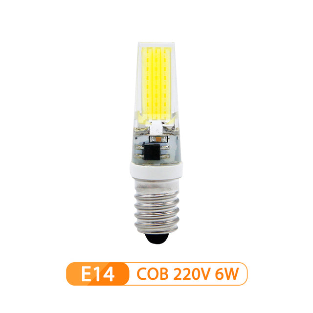 10 unids/lote COB LED G4 G9 E14 3W 6W bombilla de luz AC 12V 220V lámpara LED foco iluminación de araña reemplazar 30W 60W lámparas halógenas
