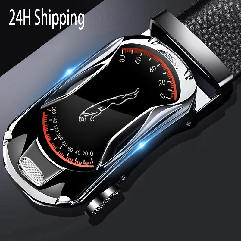 Belts for 3.5cm Width Sports Car Brand Fashion Automatic Buckle Black Genuine Leather Men&