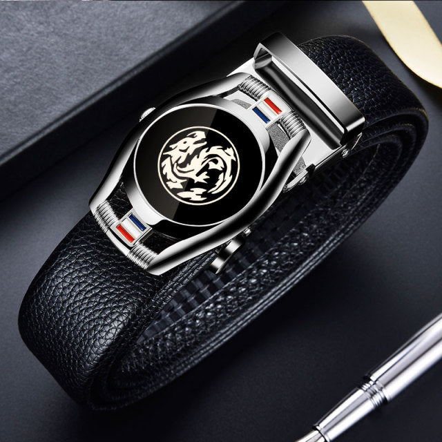 Belts for 3.5cm Width Sports Car Brand Fashion Automatic Buckle Black Genuine Leather Men&