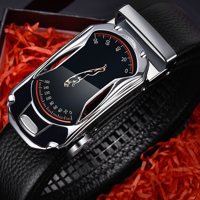 Belts for 3.5cm Width Sports Car Brand Fashion Automatic Buckle Black Genuine Leather Men&