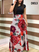 Vestido de fiesta largo de talla grande con estampado de flores y costuras de verano para mujer, vestido ceñido al cuerpo 2021, vestido superlargo elegante y Sexy para mujer