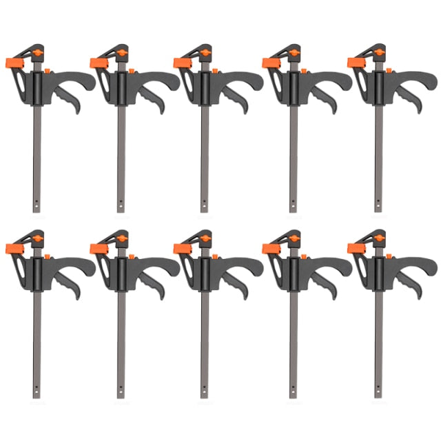 DTBD 4 Zoll 2/3/4/5/10 Stück Holzbearbeitungsstange F-Klemmclip-Set Harte schnelle Ratschenfreigabe DIY Zimmerei-Handwerkzeuggerät