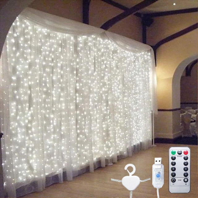 3m 100/200/300 LED Curtain String Light Garland Wedding Party Decorations Table Bridal Shower Bachelorette Birthday New Year