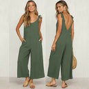 Rompers Summer new Women Casual Loose Linen Cotton Jumpsuit Sleeveless Backless Playsuit Trousers Overalls