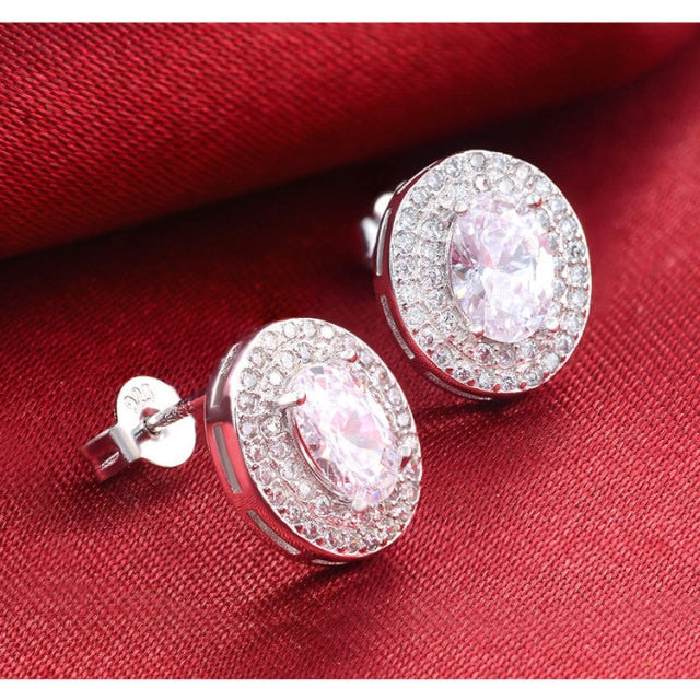 2021 nueva llegada moda lujo 925 plata esterlina rosa CZ gota Stud pendiente para mujeres regalo del Día de San Valentín Z5