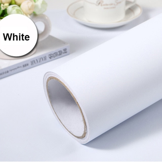 Película decorativa DIY blanca perla, papel de pared autoadhesivo de PVC, pegatinas de renovación de muebles, papel tapiz impermeable para armario de cocina