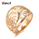 Kinel Hot Trendy Unique Women Rings 585 Rose Gold Hollow Pattern Romantic Wedding Rings Unusual Fashion Jewelry Party Gift