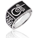 Anillo masculino de plata del conquistador del sultán Mehmet Tuğralı