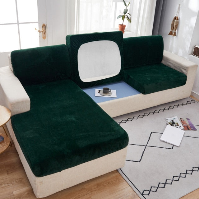Samt-Sofa-Sitzbezüge für Wohnzimmer, Plüsch-Kissenbezug, dicker Jacquard, solide, weiche Stretch-Couch-Schonbezug, Möbelschutz