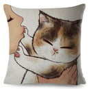 Fundas de almohadas divertidas amor beso lindo gato fundas para sofá hogar coche funda de cojín fundas de almohada decoración sofá de dibujos animados funda de almohada 45x45cm