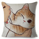 Fundas de almohadas divertidas amor beso lindo gato fundas para sofá hogar coche funda de cojín fundas de almohada decoración sofá de dibujos animados funda de almohada 45x45cm