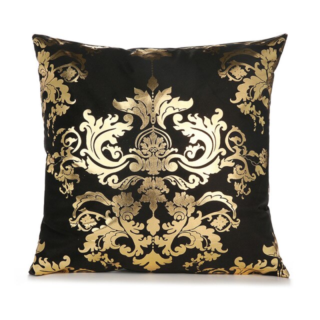 Gold Black Christmas Pillow Cover Living Room Decorative Pillowcases Cushion Couch Plaid Chair Cushion Home Cover 45*45 Cm