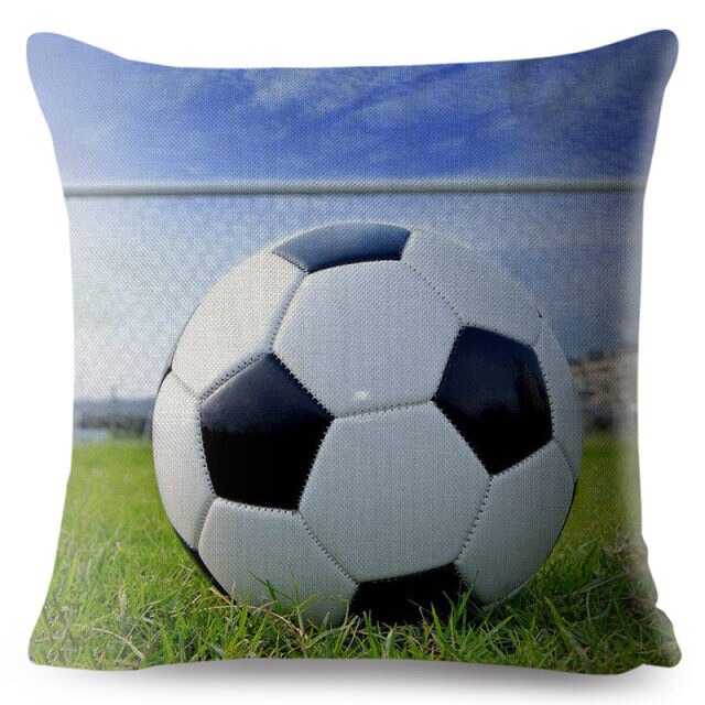 45*45cm Pillow Cover Cartoon Football Print Square Cushion Cover Linen Throw Pillows Cases Sofa Home Decor Cushion Covers