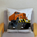 Excavator Bulldozer Car Pattern Print Cushion Cover Short Plush Pillow Covers Pillows Case Home Decoration Pillowcase 45*45cm