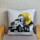 Excavator Bulldozer Car Pattern Print Cushion Cover Short Plush Pillow Covers Pillows Case Home Decoration Pillowcase 45*45cm