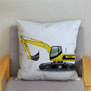Excavator Bulldozer Car Pattern Print Cushion Cover Short Plush Pillow Covers Pillows Case Home Decoration Pillowcase 45*45cm