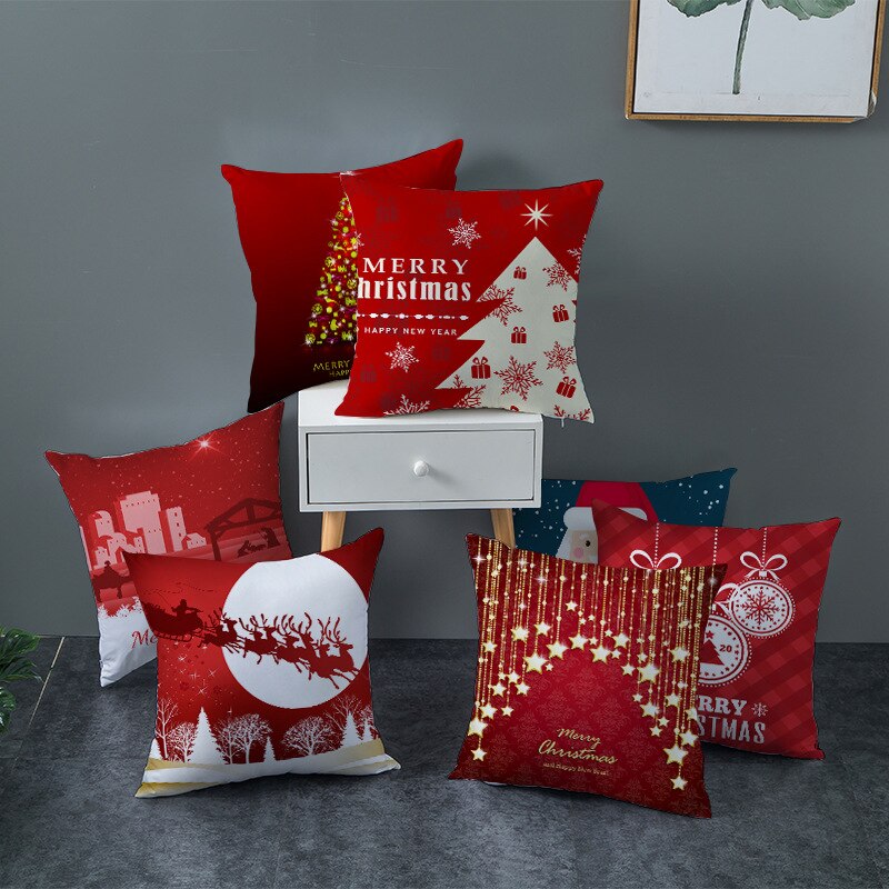 Weihnachten Kissenbezug Rot Home Decor Sofa Kissenbezug Sitz Auto Dekokissenbezug Weihnachten 45 * 45 Kissen für Zuhause