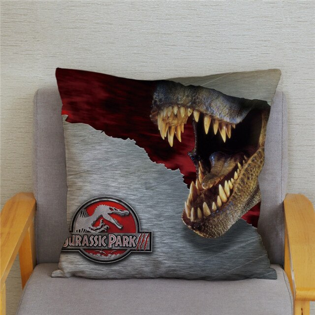 Kissenbezug Super Jurassic Park Dinosaurier Print Überwurf weicher Plüsch Kissenbezug 45 * 45 Kissenbezug Sofa Home Decor Kissenbezüge