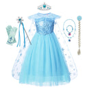 Frozen Girls Elsa Cosplay Dress Fancy Costume Girl Snow Queen Halloween Birthday Party Children Princess Clothes Cloak Disney