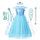 Frozen Girls Elsa Cosplay Dress Fancy Costume Girl Snow Queen Halloween Birthday Party Children Princess Clothes Cloak Disney